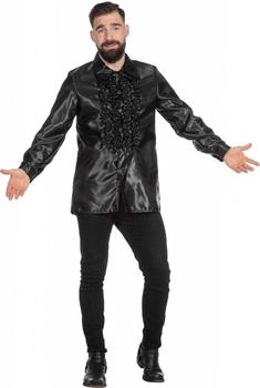Maskworld Satin Rüschenhemd schwarz