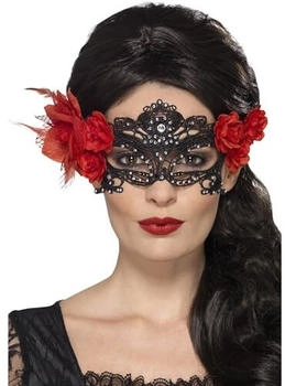Smiffy's Day of the Dead Lace Filigree Eyemask schwarz
