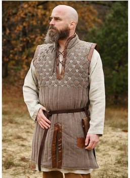 Battle-Merchant Ärmelloser Gambeson handgefertigt braun