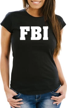MoonWorks T-Shirt FBI Aufdruck schwarz