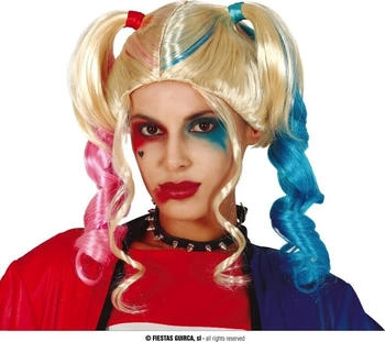 Fiestas Guirca Perücke Blond Rot Blau bunt