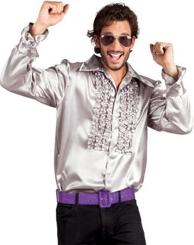 Boland Disco Hemd Rüschen silber