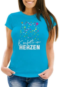 MoonWorks Damen T-Shirt Konfetti im Herzen Verkleidung tuerkis