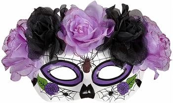 Widmann Party Fashion Augenmaske Dia de los Muertos Rosen violett lila