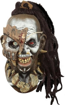 Ghoulish Productions Voodoo Houngan Head Maske braun