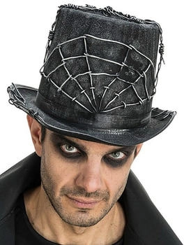 Chaks Zauberer-Kostüm Stacheldraht Zylinder Schroffer Halloweenhut Spinnweben