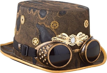 Funny Fashion Kostüm Steampunk Zylinder braun mit Brille Erwachsene