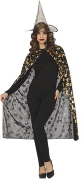 Fiestas Guirca Hexe Umhang Hut Set schwarz gold