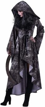 Narrenkiste Walking Dead Damen Kostüm Kleid Kapuze schwarz grau T2784
