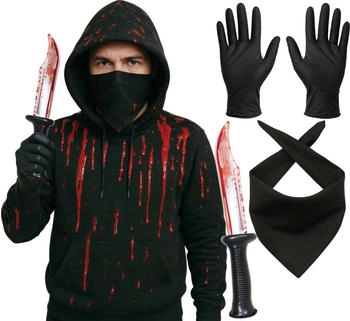 Fiestas Guirca Mörder Messer Handschuhe Bandana Horror Kostüm