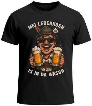 MoonWorks Lederhosn brauch i ned bin zum Feiern Saufen T-Shirt (36172) schwarz