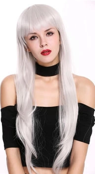 Wig Me Up Lange Glatte Perücke mit Pony (S000D75-MD60) weiß/weißgrau