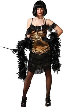 Atosa Cabaret-Kostüm mit Fransen und Glitzer (74640) gold/schwarz