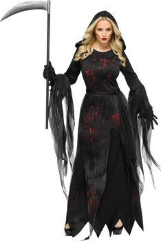 Fun World Sensenfrau Horror Halloween Kostüm (125524L) schwarz