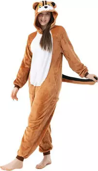 Katara Flauschige Tier-Kostüme Onesie Jumpsuit Overall streifenhörnchen