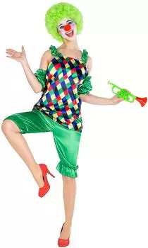 TecTake Frauenkostüm Clown mit Clown-Nase (300812) mehrfarbig