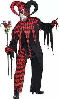 Amscan Krazed Clown Jester Kostüm (844205-55) schwarz