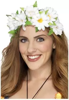 MIMIKRY Haarreif mit voluminösen Margeriten und Blättern (5506) weiß/grün