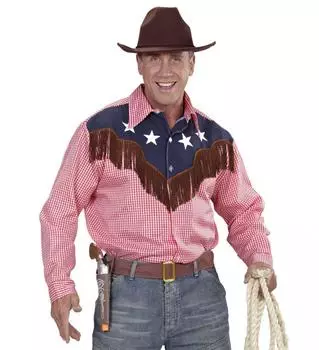 Shoperama Cowboy-Hemd mit Sternen Western rot/weiß/blau