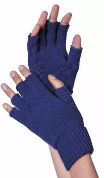 Wilbers Fingerlose Handschuhe, gestrickt naviblau/blau
