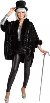 Orlob Karneval Sequin Poncho Jacke Cape (74-11076.02) schwarz
