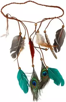 Chaks Indianer Stirnband mit Pfauenfedern (11248) mehrfarbig