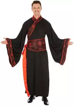 TecTake Asian Herrenkostüm Kimono (301040) schwarz/rot