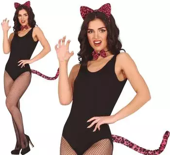 Fiestas Guirca Leopard Set Haarreif, Fliege und Schwanz (27081) schwarz