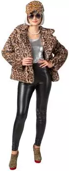 Orlob Karneval Plüschjacke 90er Retro Look mit Futterstoff Vintage Style leo-look