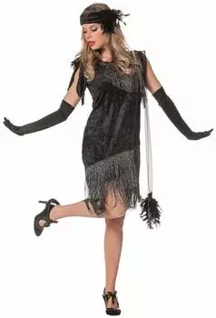Shoperama Charleston Flapper Fransenkleid Stirnband 20s (4243) schwarz/silber