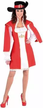 Narrenkiste Musketier Kleid-Kostüm (M217117-S) rot-weiß