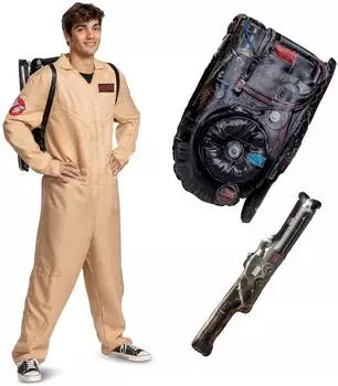 Disguise Deluxe 80er Jahre Ghostbusters Kostüm mit aufblasbarem Proton (DIS120269D) braun