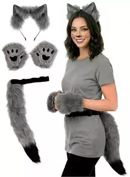 Maskworld Katzen Kostüm Set (ELS00523-D) grau
