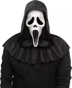 MIMIKRY Ghost Face Scream Maske (5746) mit glitzer-kapuze