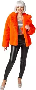 Orlob Karneval Plüschjacke 90er Retro Look mit Futterstoff Vintage Style orange