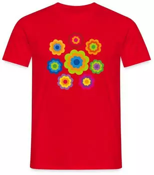 spreadshirt 70er Jahre Hippie Flower Power Kostüm rot
