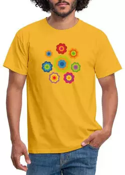 spreadshirt 70er Jahre Hippie Flower Power Kostüm gelb