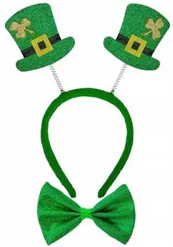 Widmann St. Patrick's Day Glitter Haarreif und Fliege (07060) grün