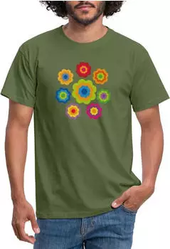 spreadshirt 70er Jahre Hippie Flower Power Kostüm militärgrün