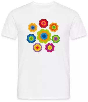 spreadshirt 70er Jahre Hippie Flower Power Kostüm weiß