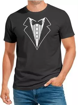 MoonWorks Fun-Shirt Smoking Tuxedo Suit Print T-Shirt (113542) anthrazit