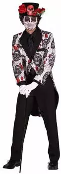 Narrenkiste Gravedgger Mexican Skull Herren Frack Tag der Toten (T2358-SKUB-XL) schwarz-weiß