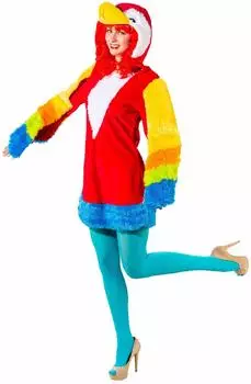 Narrenkiste O9838 Sexy Papagei Kleid Kostüm mit angesetzten Flügeln (O9838-42-44) bunt