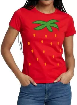 spreadshirt Strawberry Fruit Costume Replacement Carnival T-Shirt (D170942195P631-78231-app5-size2) rot
