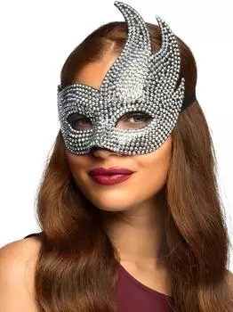 Boland Diva Augenmaske mit Strasssteinen (00235) silber