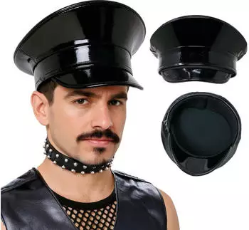 Fiestas Guirca Polizeihut mit Federn / Beerking T-Shirt / Rosa Polizeihut mit bunten Steinen Kostümzubehör (23128) schwarz