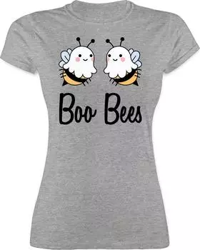 Shirtracer Boo Bees Boobs Halloween Kostüme T-Shirt (PV-61499246) grau meliert