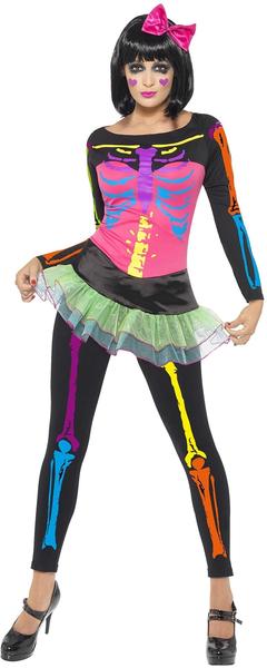 Smiffy's Neon Skelett Kostüm mit Spitze Gr. L (21316)