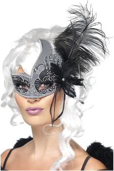 Smiffy's Venezianische Augenmaske Dark Angel silber/schwarz