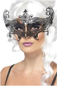 Smiffy's Venezianische Finessa Metall-Augenmaske schwarz